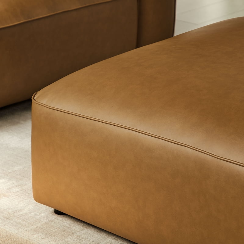 Upholstered Vegan Leather Ottoman - Multiple Colors