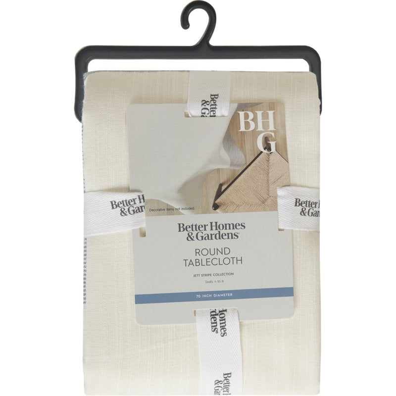 Cotton Tablecloth 70" Round - Vanilla Dream & Grey Stone