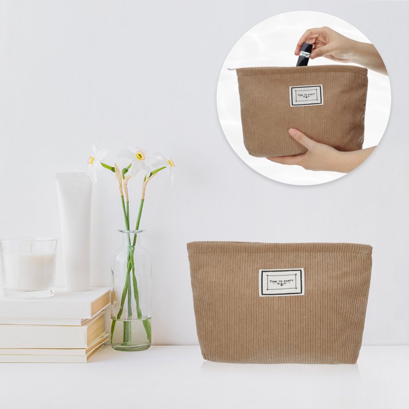Corduroy Makeup Bag - Mini Zipper Cosmetic Pouch