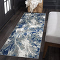 Blue & Cream Modern Runner Rug 2'3" x 7'3" for Hallway & Entryway