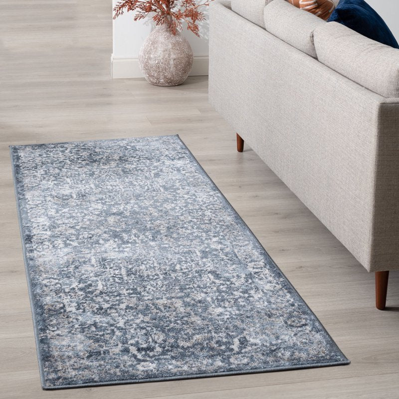 Blue Runner Rug 2'3'' x 7'3'' - Modern Indoor Hallway & Kitchen Rug