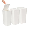 Slim Plastic Trash Can - 2.6 Gallon Garbage Can with Lid - White, 3 Pack