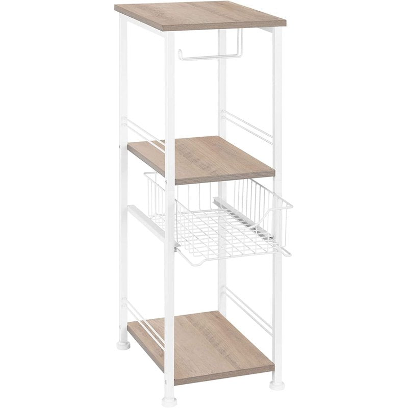 White 3-Tier Freestanding Bathroom Shelf with Drawer and Toilet Paper Storage Stand