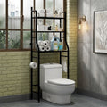 Black 3-Tier Over The Toilet Bathroom Storage Shelf with Hooks & Paper Holder