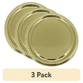 16-Inch Gold Plastic Round Serving Platter - 3 Pack