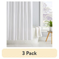(3 Pack) White Chunky Waffle Weave Fabric Shower Curtain 72x72 Inches - Bathroom Decor