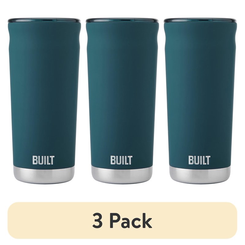 20 oz Double-Wall Insulated Stainless Steel Tumbler - Teal, 3 Pack