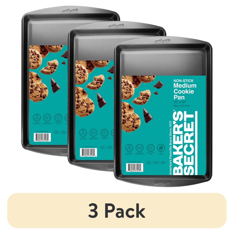 Baker's Secret Nonstick Medium Cookie Sheet - 3 Pack, 15x10 Inches