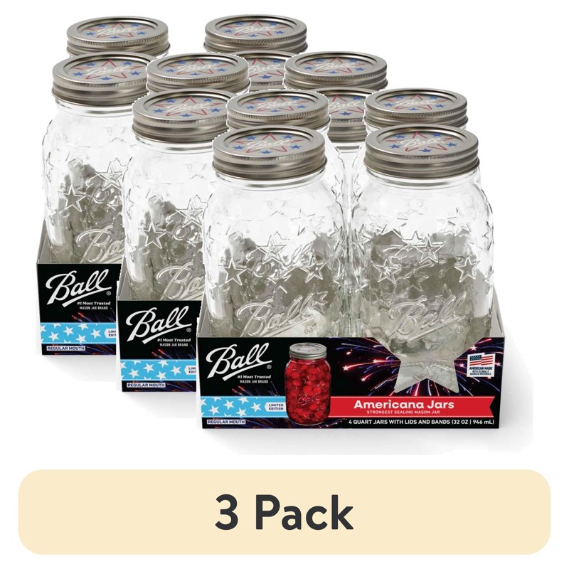 Limited Edition Ball Americana Quart Mason Jar - 3 Pack