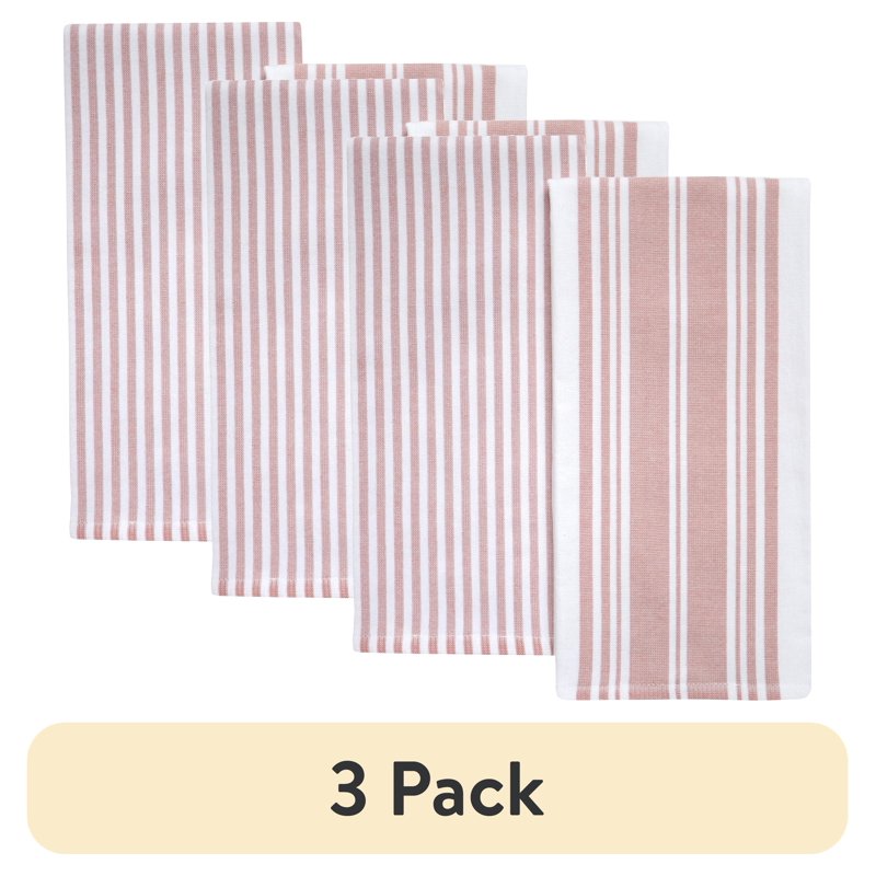 Oversized Kitchen Towels Set - 2 Pack Old Rose/White