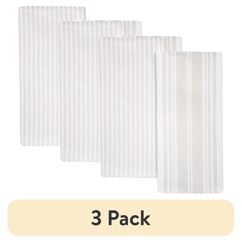 2 Pack Oversized Kitchen Towels - Papyrus Beige/White