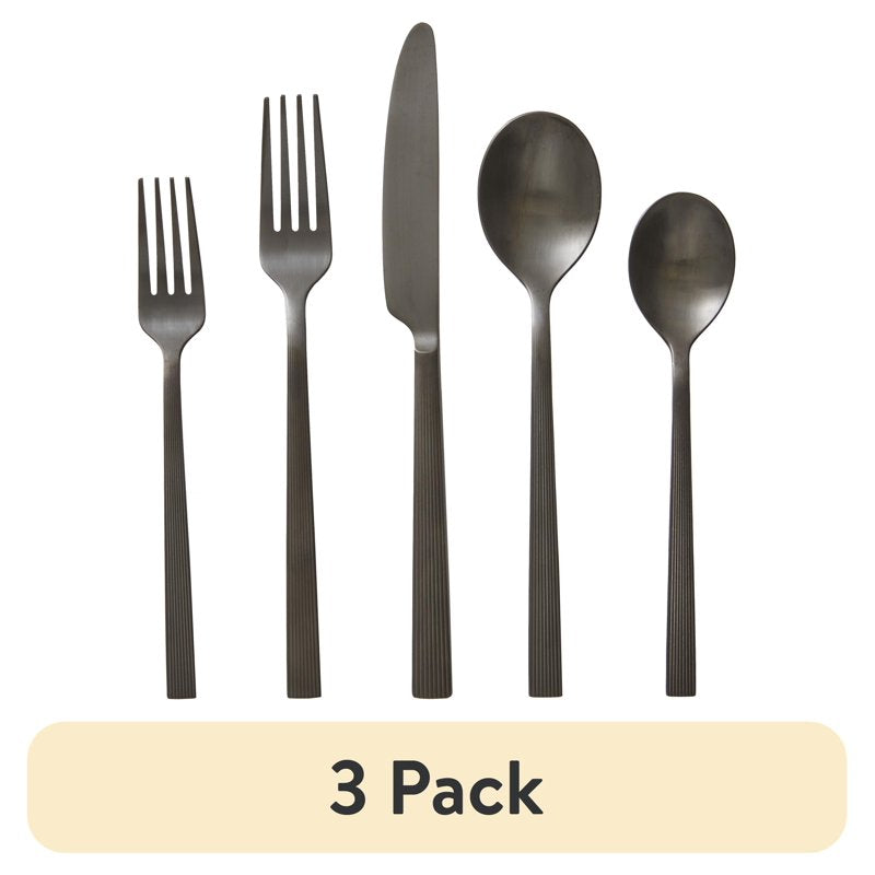 20-Piece Black Stainless Steel Flatware Set - 3 Pack, Service for 4