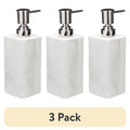 (3 Pack) Faux Marble Resin Soap Dispensers - White Bathroom Accessories with Removable Top & Magnet Hold - Better Homes & Gardens