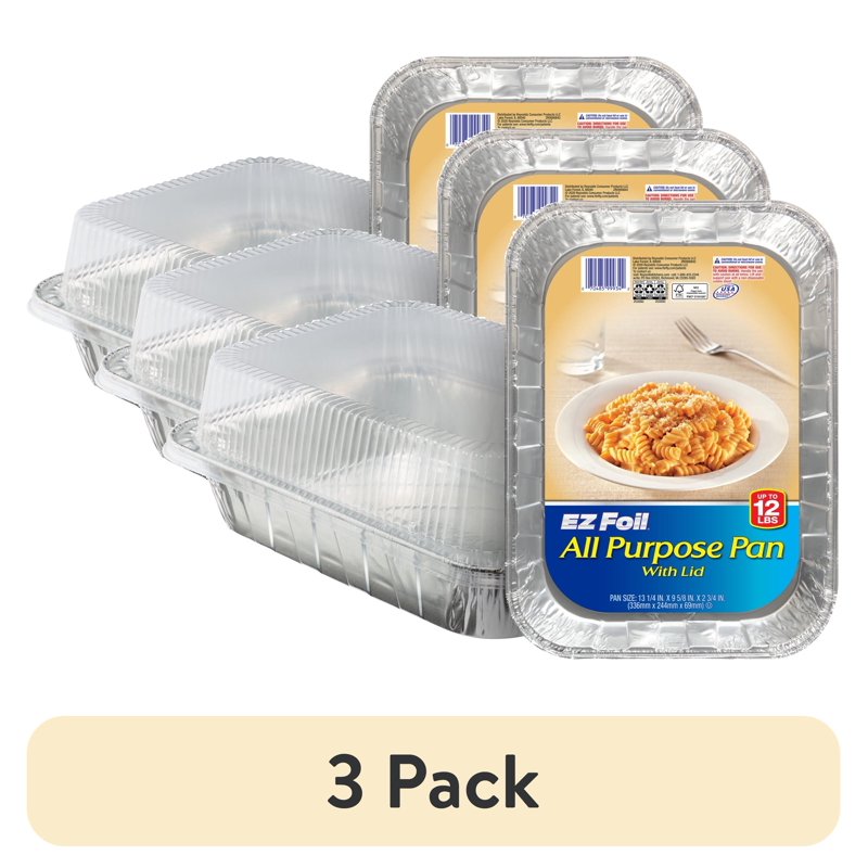 12 LB Roaster Disposable Aluminum Pan with Lid - 3 Pack