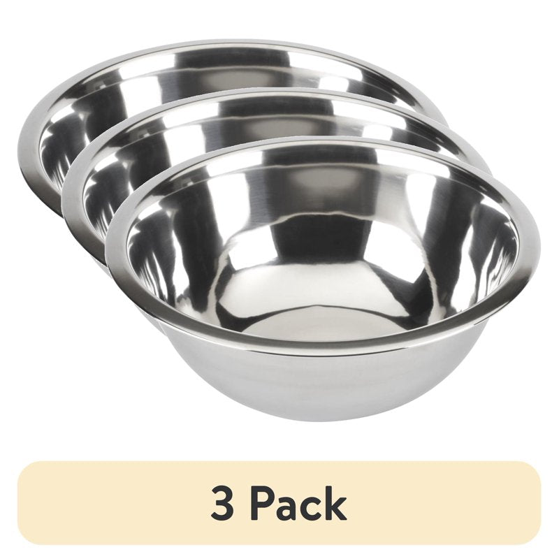 4 Quart Stainless Steel Mixing Bowl - 3 Pack