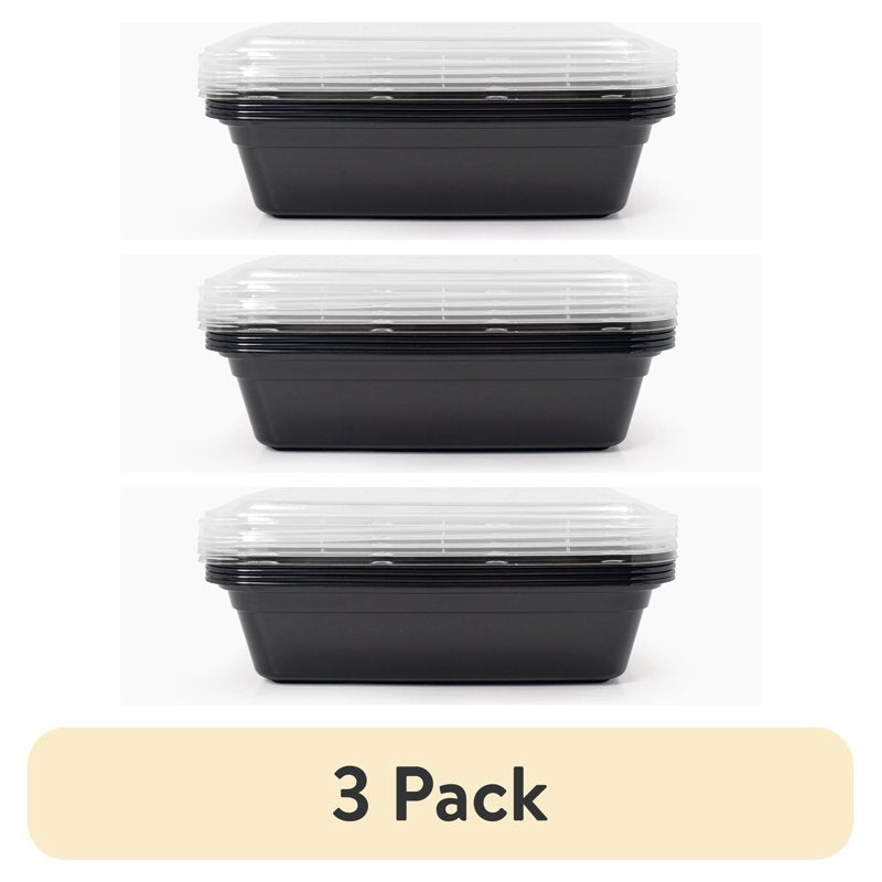 10-Piece Meal Prep Set - 5 Containers & 5 Lids, BPA-Free, Leak-Resistant, 3 Pack