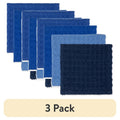 Waffle Dishcloth Set - 4-Piece Cotton Cloths, Navy - 3 Pack
