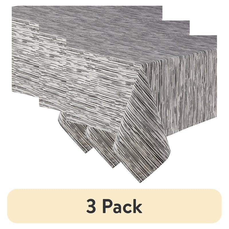 Black & White Striped Tablecloth - 60" x 102", 3 Pack