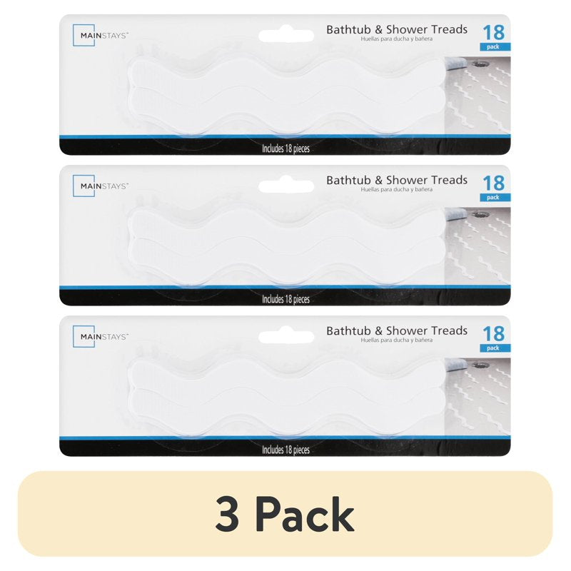 3 Pack Non-Slip Wavy Bath Appliques for Tub & Shower Safety - Mainstays
