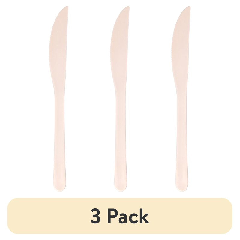 Eco-Friendly Blush Pink 3-Piece Flatware Set - 3 Pack