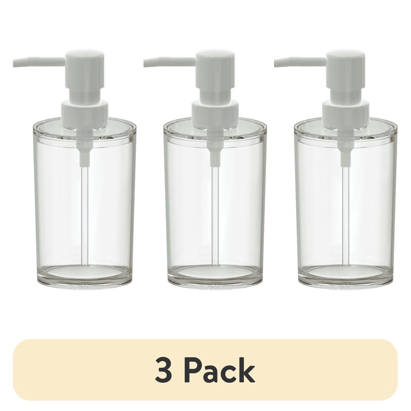 Mainstays Clear Plastic Liquid Soap Dispenser 3 Pack, 10 oz
