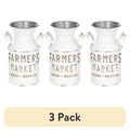 Farmers Market Metal Milk Jug Décor with Handles - 3 Pack, White