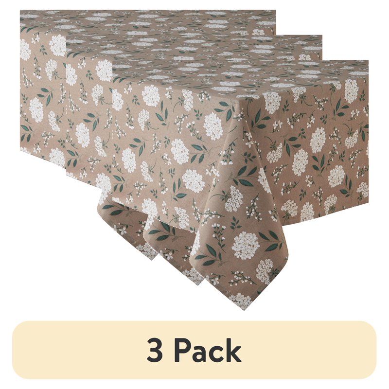 Floral Tablecloth Set - 3 Pack, Hydrangea Design, 60" x 102"