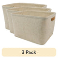 Large Decorative Storage Basket - Oatmeal Brown Felt, 3 Pack