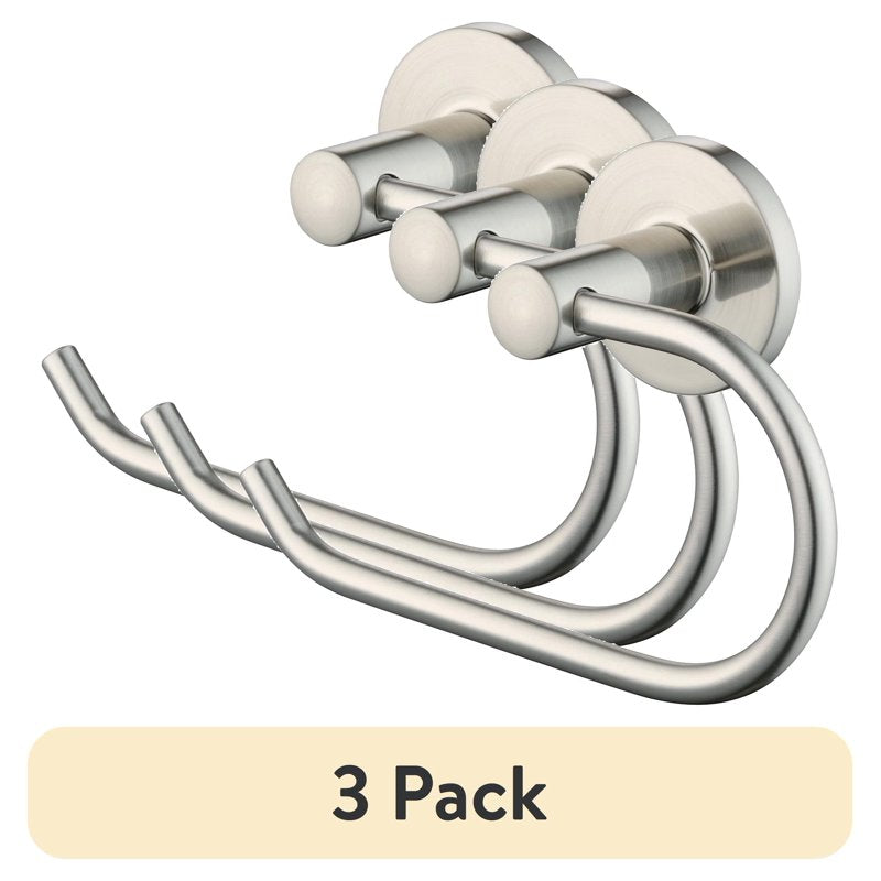 (3 Pack) Mainstays Modern Round Toilet Paper Holder, Satin Nickel - Wall Mount Bathroom Accessory