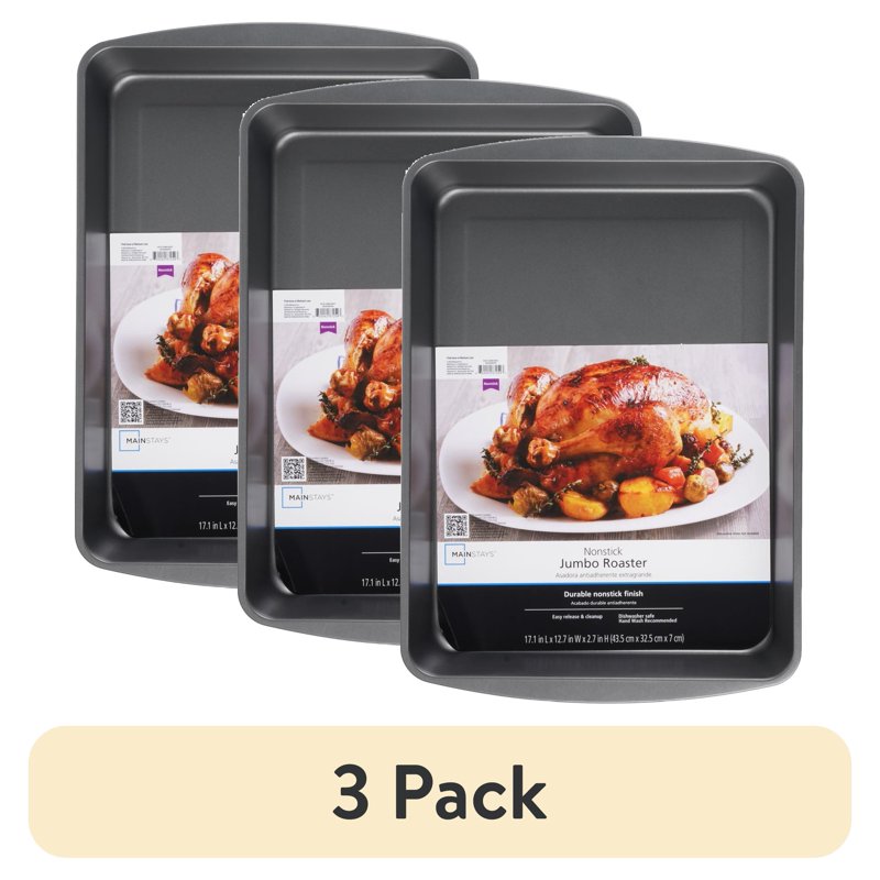 17 x 13 Nonstick Jumbo Roasting Pan - 3 Pack