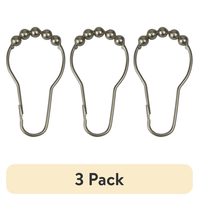Mainstays Rollerball Shower Curtain Hooks Set - 12 Nickel Finish