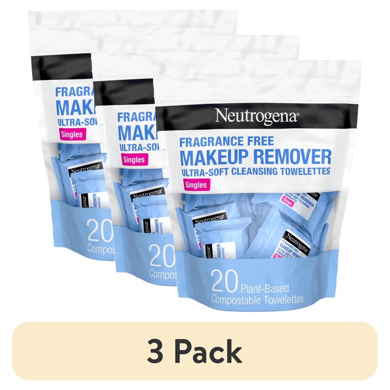 Fragrance-Free Makeup Remover Wipes, Individually Wrapped Facial Cleanser