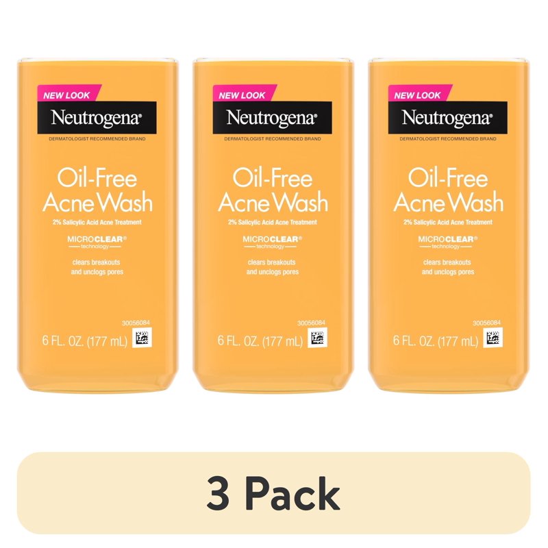 Oil-Free Acne Face Wash - 3 Pack, Salicylic Acid Cleanser