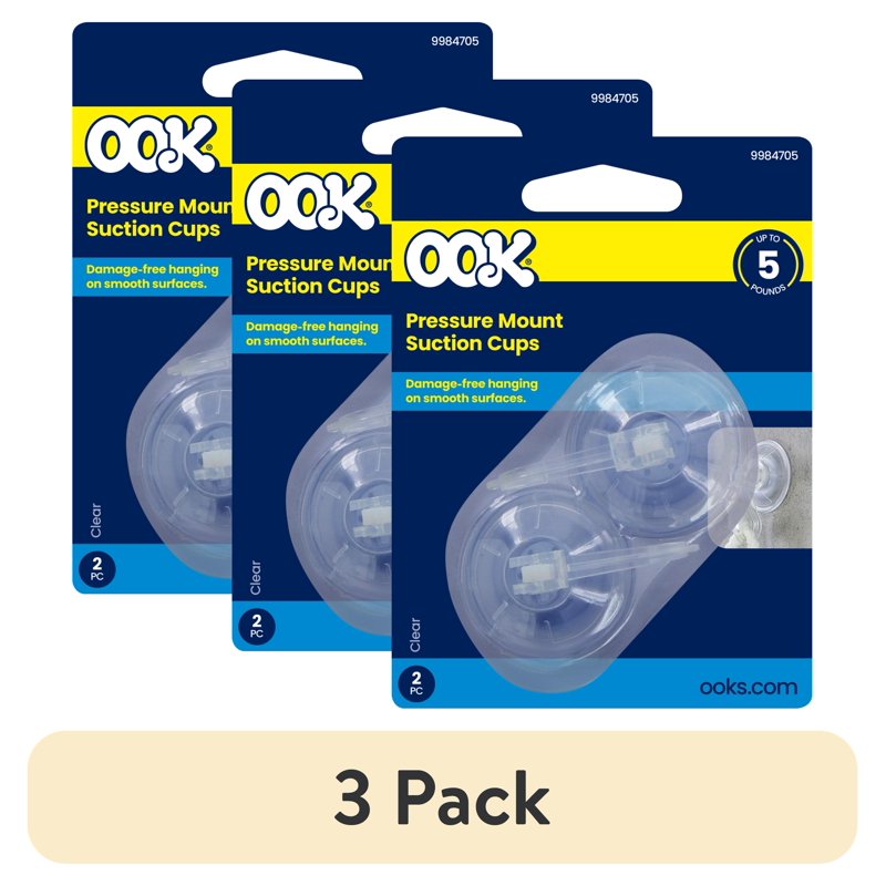 3 Pack Suction Cup Hooks, Large Clear Bathroom & Window Hangers, 5 lbs Capacity