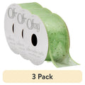 Green Wired Edge Sheer Ribbon 1.5 Inch x 9 Feet - 3 Pack