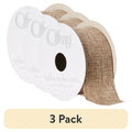 (3 Pack) Burlap Ribbon - Natural Woven Fabric for Crafts, Wreaths, Decor - 1.5 Inch x 9 Feet