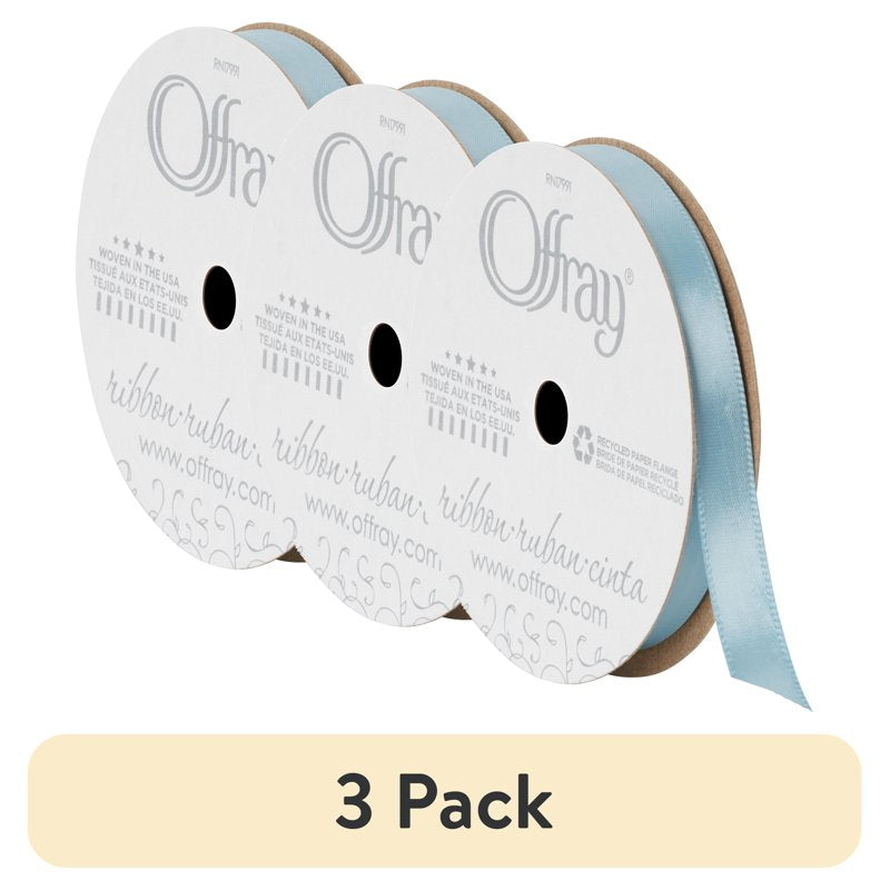 Powder Blue Satin Ribbon 3/8 Inch – 3 Pack, 18 Feet Each, Craft & Gift