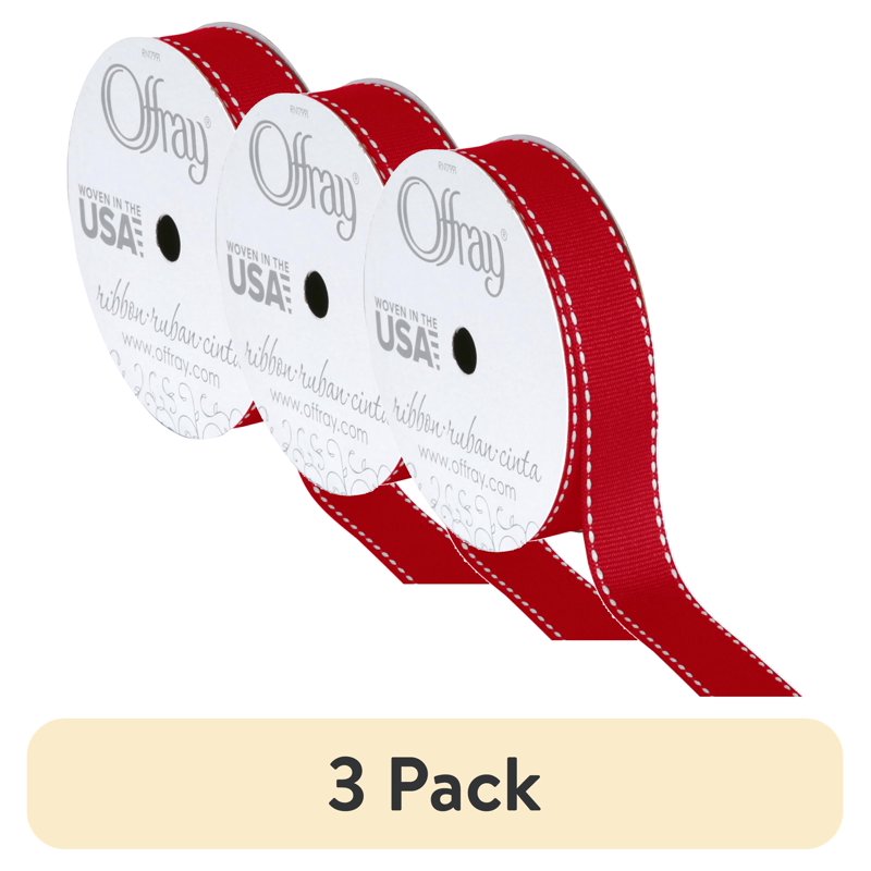 (3 Pack) Red Grosgrain Ribbon 5/8 Inch, 9 Feet - Craft, Gift Wrap & Decor