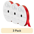 (3 Pack) Offray Red Polyester Ribbon 3.25 x 0.37 Inches - Craft & Decor Trim