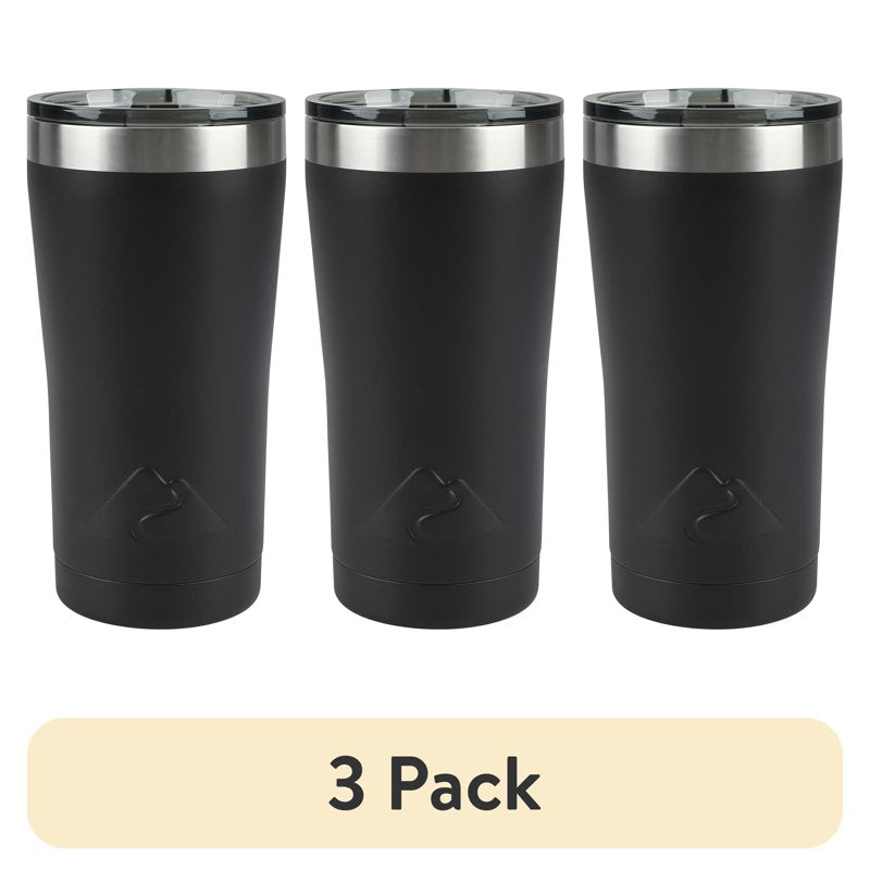 22 oz Vacuum-Insulated Stainless Steel Tumblers - 3 Pack, Black