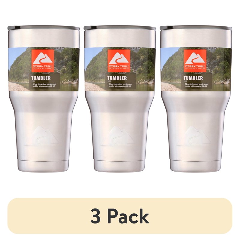 32 oz Stainless Steel Insulated Tumbler - 3 Pack, Silver