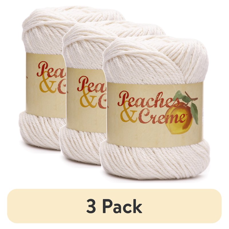(3 Pack) Peaches & Creme Ecru Cotton Yarn - Medium Worsted Weight 120 Yards