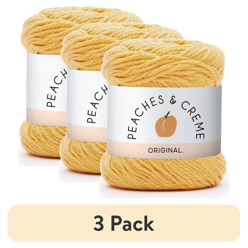 (3 Pack) Peaches & Creme Solid Medium Cotton Yarn - Gold, 120 Yards, Variation of THIS listing