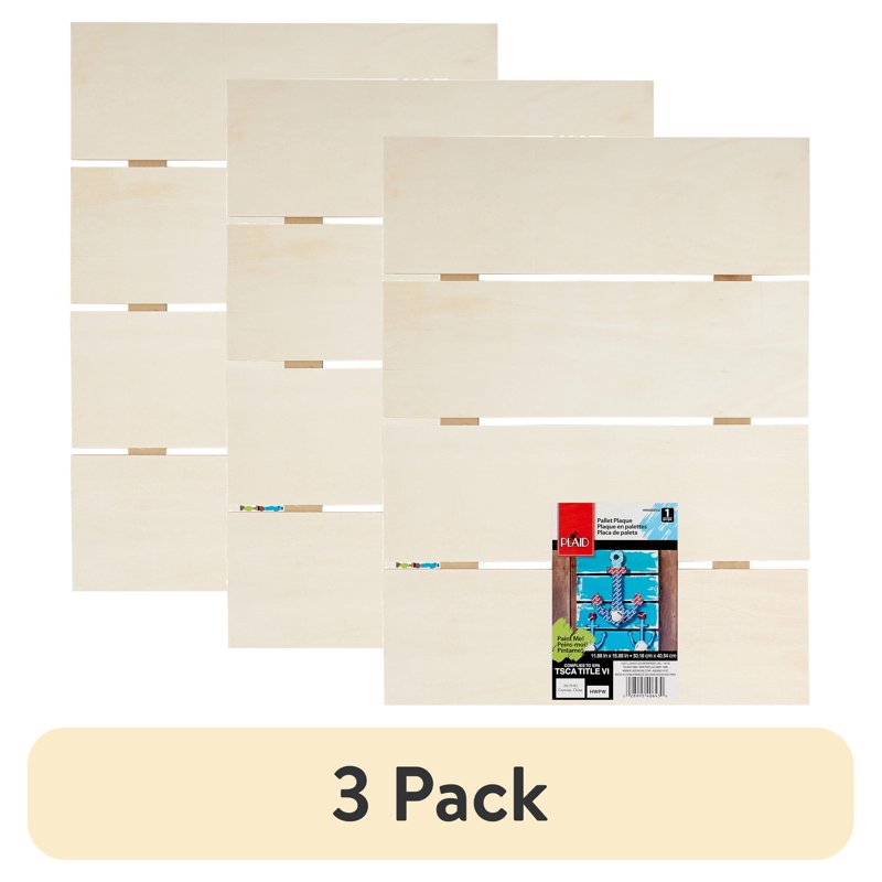 (3 Pack) Unfinished Rectangle Wood Pallet Plaque - 15.9 x 11.9 Inches - Craft & Decor Surface