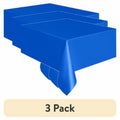 Blue Plastic Table Covers - 3 Pack, 54" x 108" Disposable