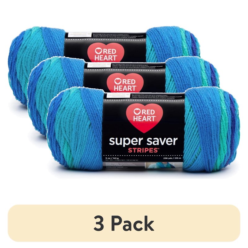 Red Heart Super Saver Worsted Acrylic Yarn 3 Pack - Coolstripe, 5oz
