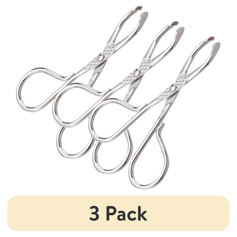 Stainless Steel Slanted Tip Tweezers with Scissor Handle - 3 Pack