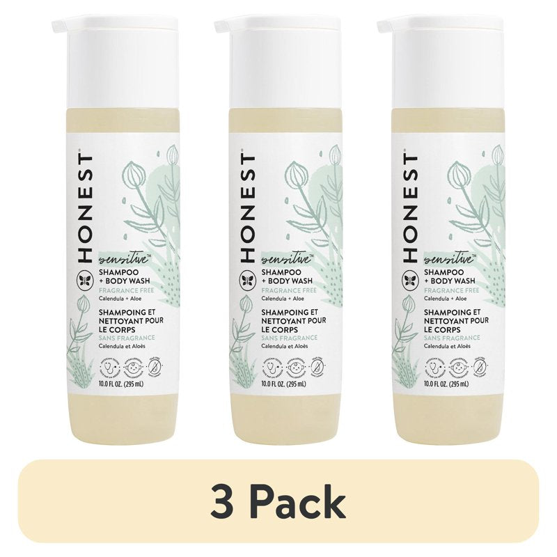 Sensitive 2-in-1 Shampoo and Body Wash - Fragrance Free, 10 fl oz (3 Pack)