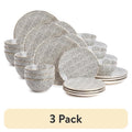 12-Piece Black & White Medallion Stoneware Dinnerware Set - 3 Pack