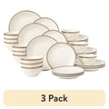 12-Piece Ceramic Dinnerware Set - Off-White, 3 Pack